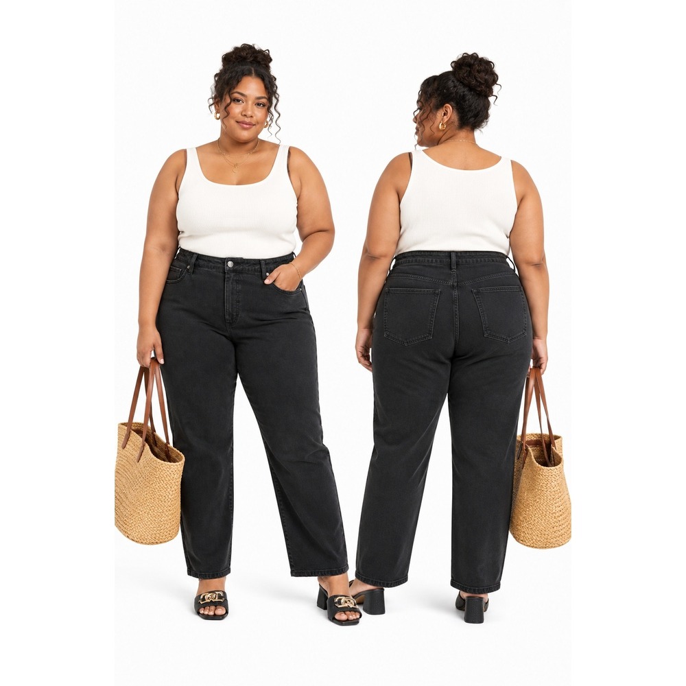 Women's Jeans by Ava & Viv High Rise Straight Black Size 26 New With Tags